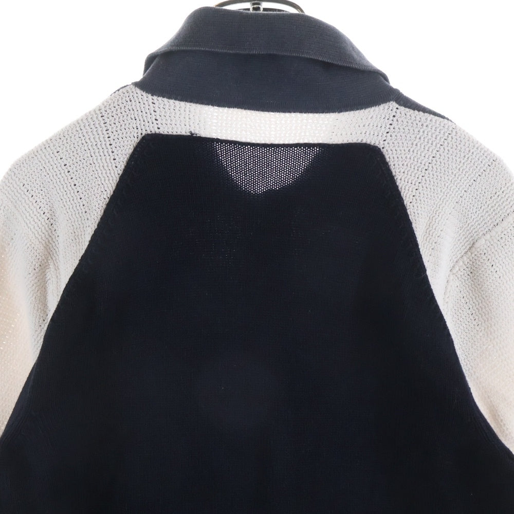 Maison Martin Margiela(メゾンマルタンマルジェラ) 14SS ニット切替 コットンニットポロ ニットシャツ ネイビー/マルチカラー