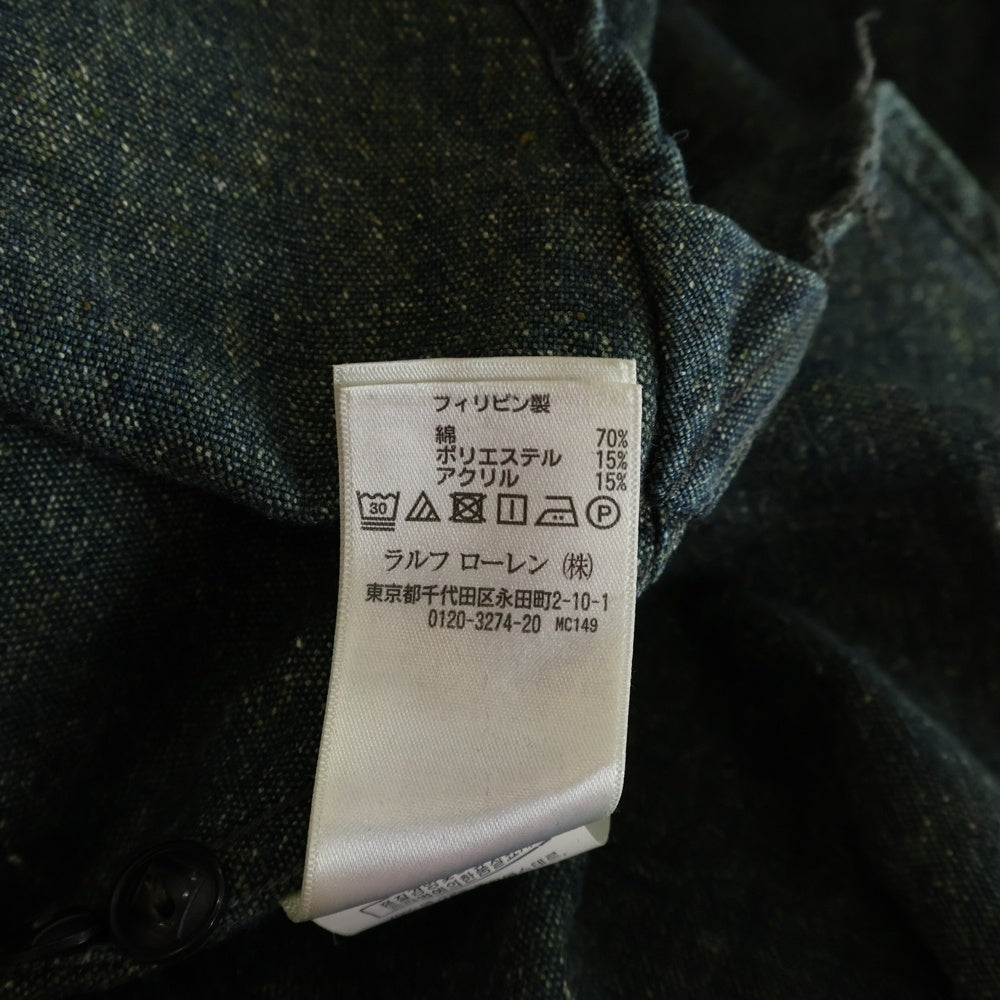 RRL(ダブルアールエル) 一ツ星タグ 復刻 マチ付き 空環仕上げ ワークシャツ グリーン