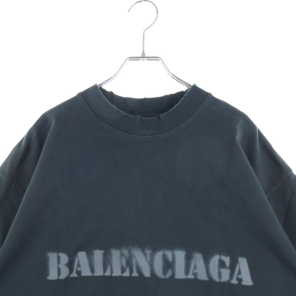 BALENCIAGA(バレンシアガ) 24SS INKJET BLUR LOGO TEE BLACK 764235 TQVA3 インクジェット ブラーロゴ クルーネック半袖Tシャツ ブラック