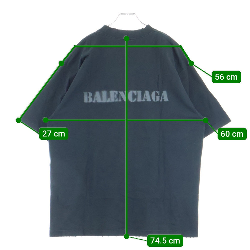 BALENCIAGA(バレンシアガ) 24SS INKJET BLUR LOGO TEE BLACK 764235 TQVA3 インクジェット ブラーロゴ クルーネック半袖Tシャツ ブラック