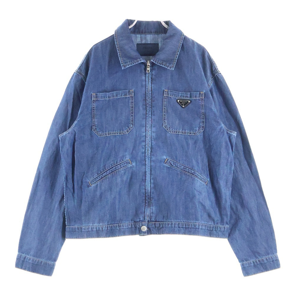 PRADA(プラダ) トラアングルロゴプレート デニムシャツジャケット GEB255 インディゴ