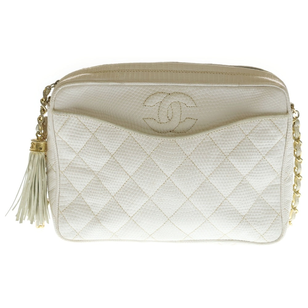 CHANEL(シャネル) ココマーク フリンジチェーン ショルダーバッグ ホワイト