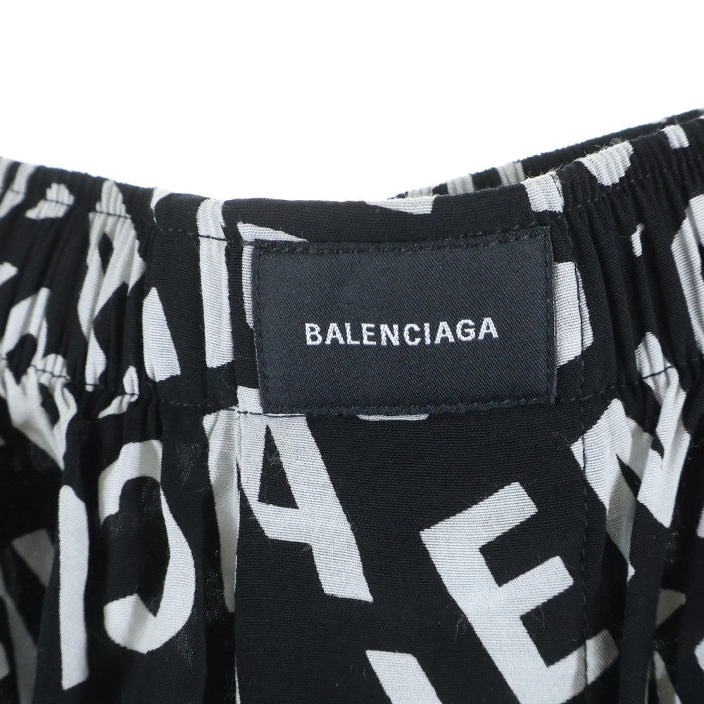 BALENCIAGA(バレンシアガ) 総柄 ロゴプリント レーヨン混 イージーパンツ 659026 TML21 ブラック