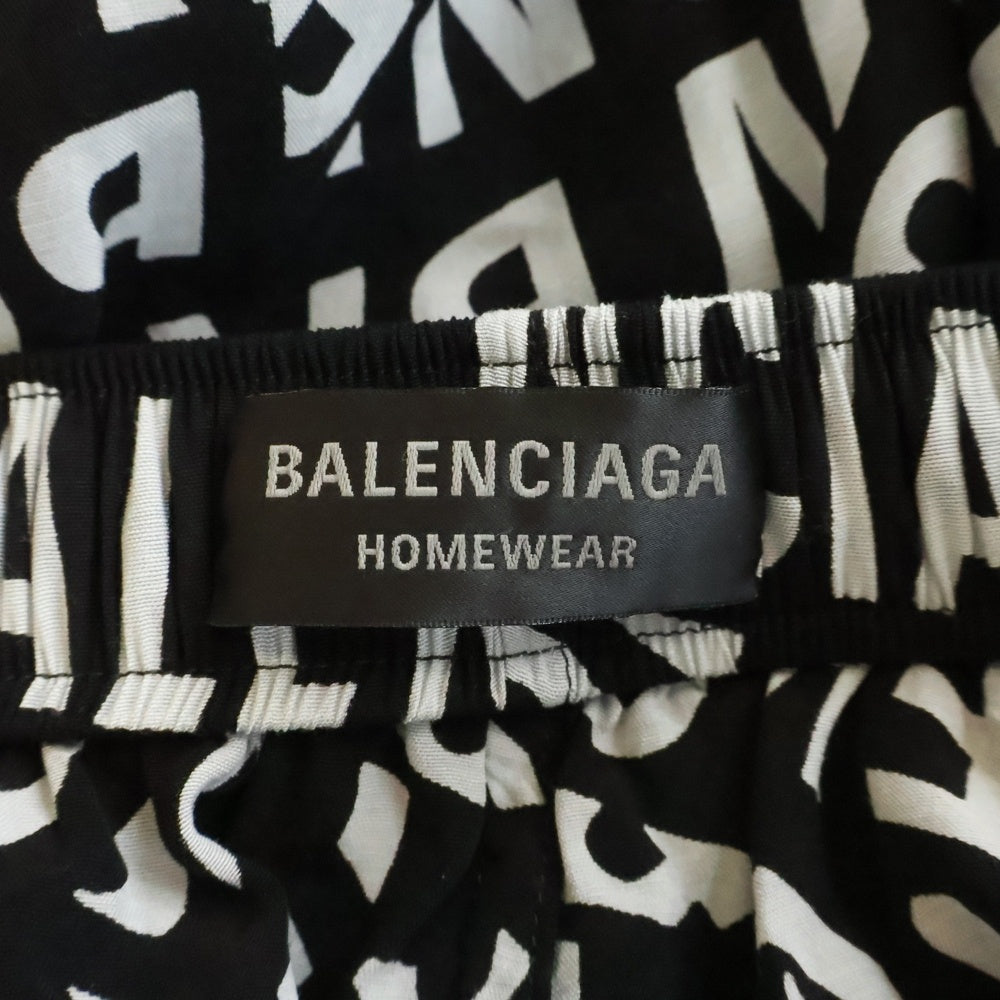 BALENCIAGA(バレンシアガ) 総柄 ロゴプリント レーヨン混 イージーパンツ 659026 TML21 ブラック
