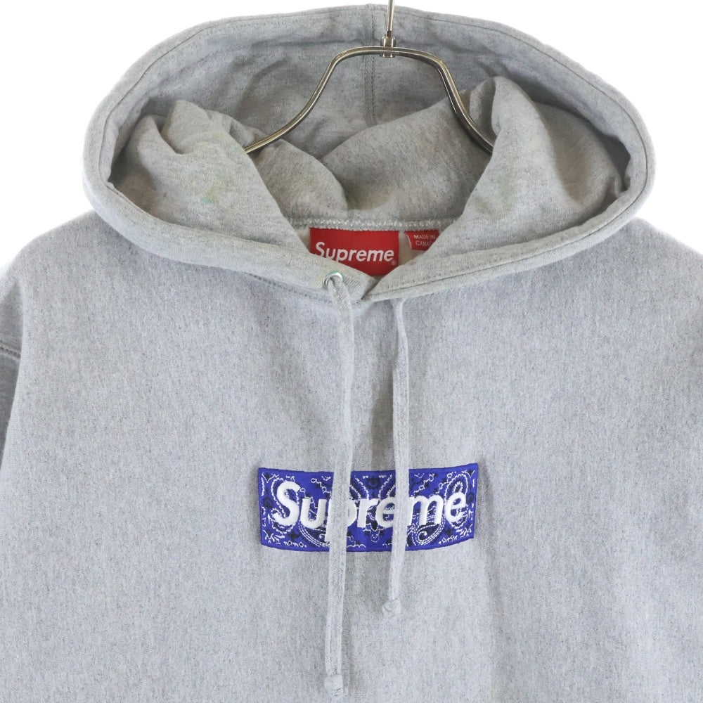 SUPREME(シュプリーム) 19AW Bandana Box Logo Hooded Sweatshirt バンダナ ボックスロゴ プルオーバーパーカー グレー