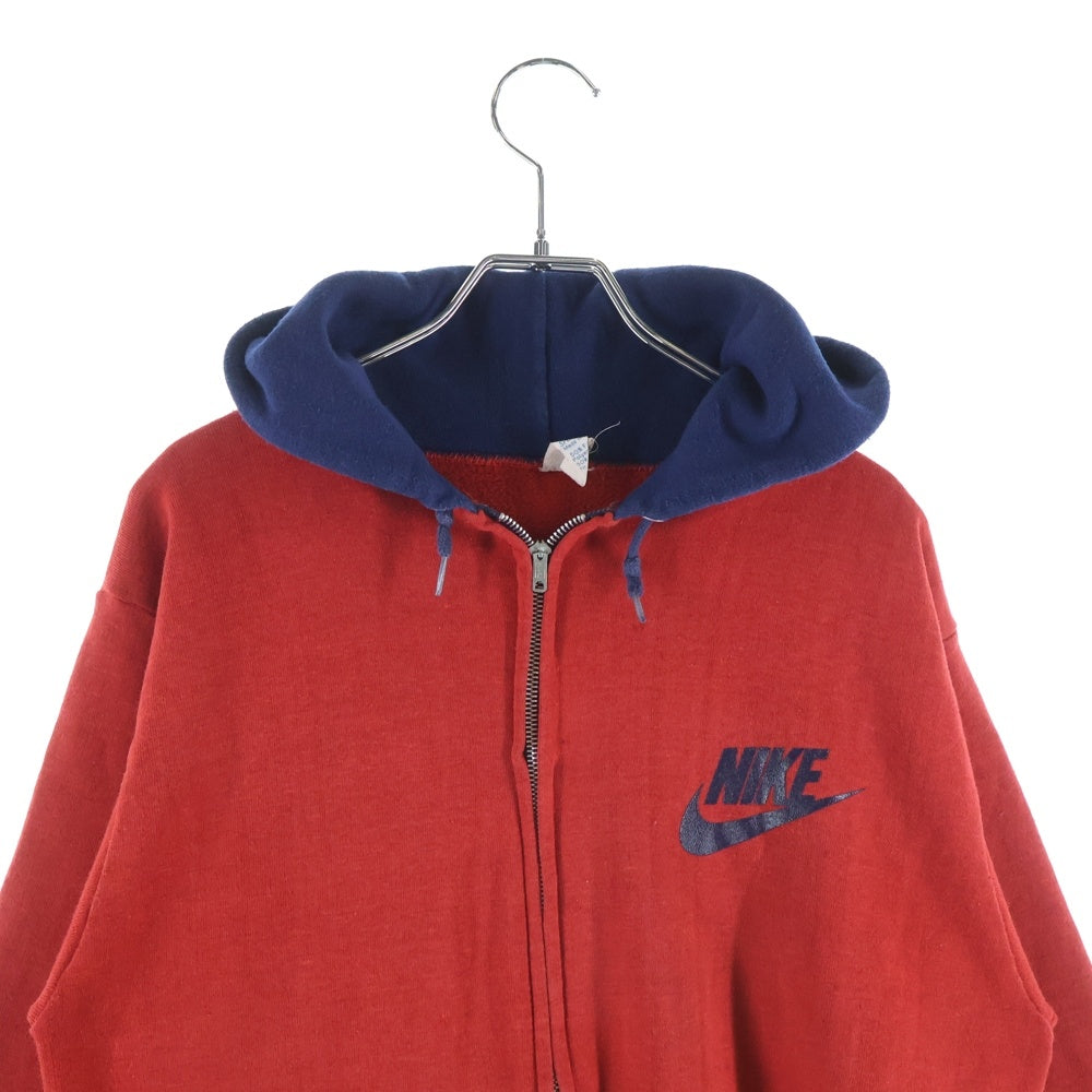 NIKE(ナイキ) 70s 片爪IDEAL USA製 2トーン ジップアップパーカー コットンポリ レッド/ネイビー