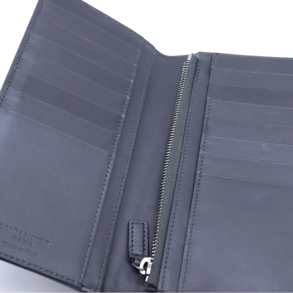 SAINT LAURENT PARIS(サンローランパリ) クロコ 型押し 2つ折り財布 ブラウン レディース