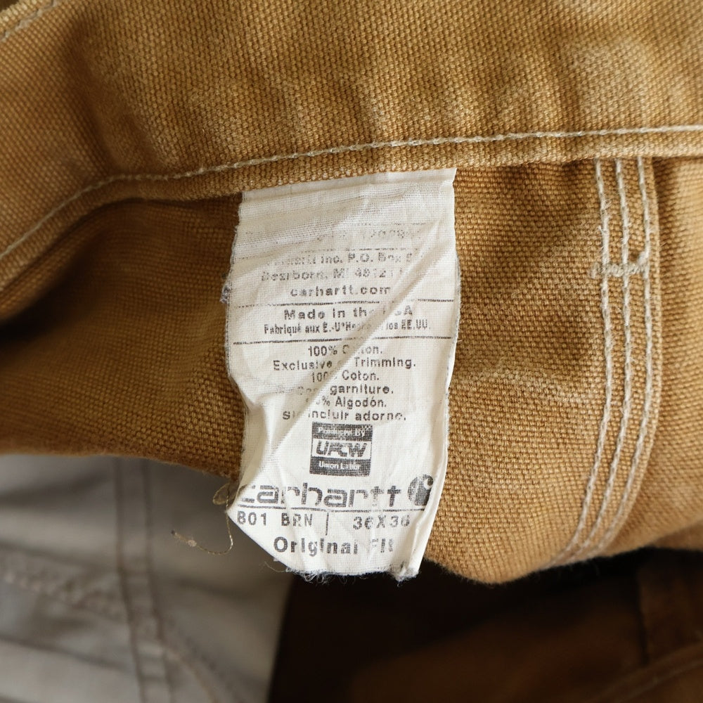 CARHARTT(カーハート) USA製 90s ダブルニー ニーパッチ脱着 カットオフ ダック ペインターパンツ 36×36 キャメル