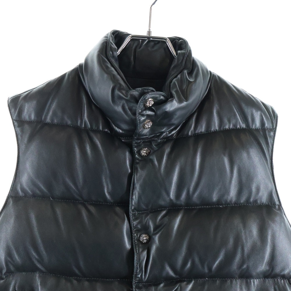 CHROME HEARTS(クロムハーツ) STIFF LTHR VEST クロスボタンレザーダウンベスト