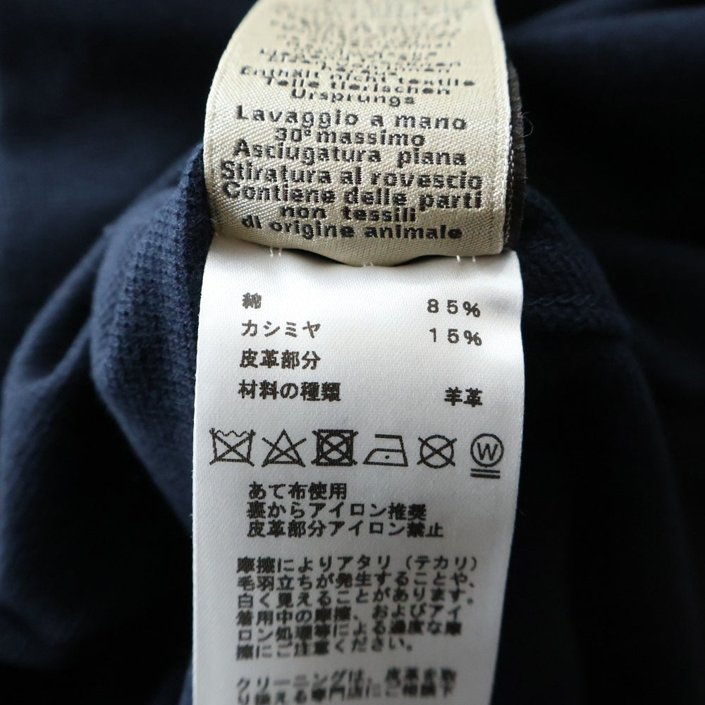 HERMES(エルメス) レザーポケット クルーネック半袖Tシャツカットソー ネイビー