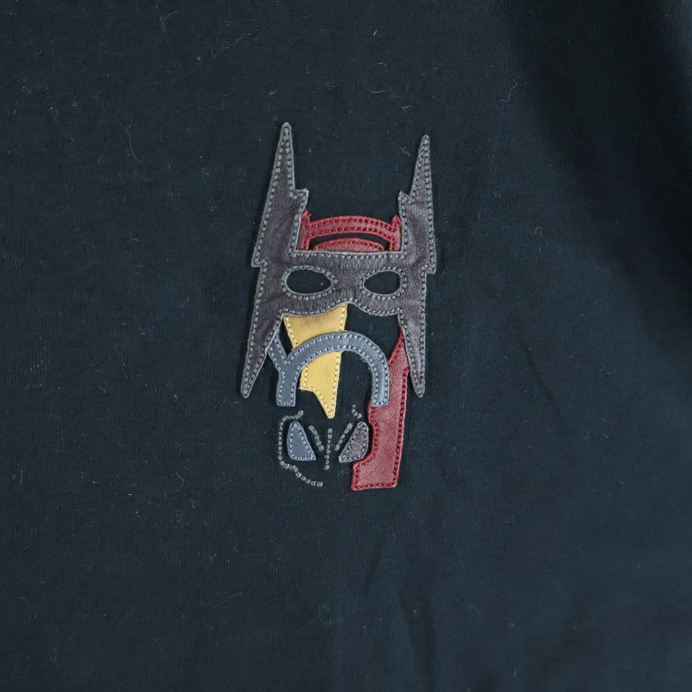 HERMES(エルメス) スーパーH レザーパッチ クルーネック半袖Tシャツカットソー ブラック