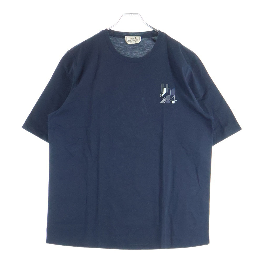 HERMES(エルメス) 24SS レザーパッチ クルーネック半袖Tシャツカットソー ネイビー
