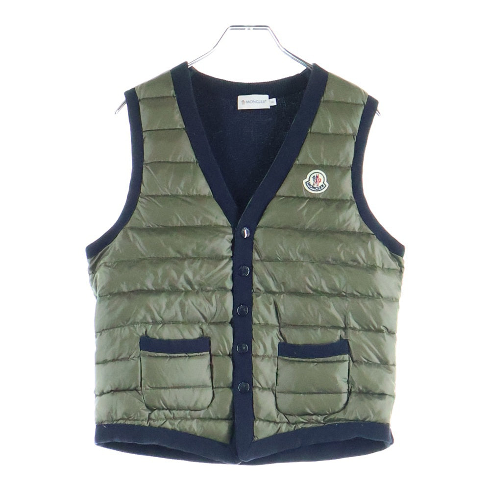 MONCLER(モンクレール) MAGLIA TRICOT GILET ニット切替ダウンジレベスト カーキ/ネイビー 310919442800 レディース