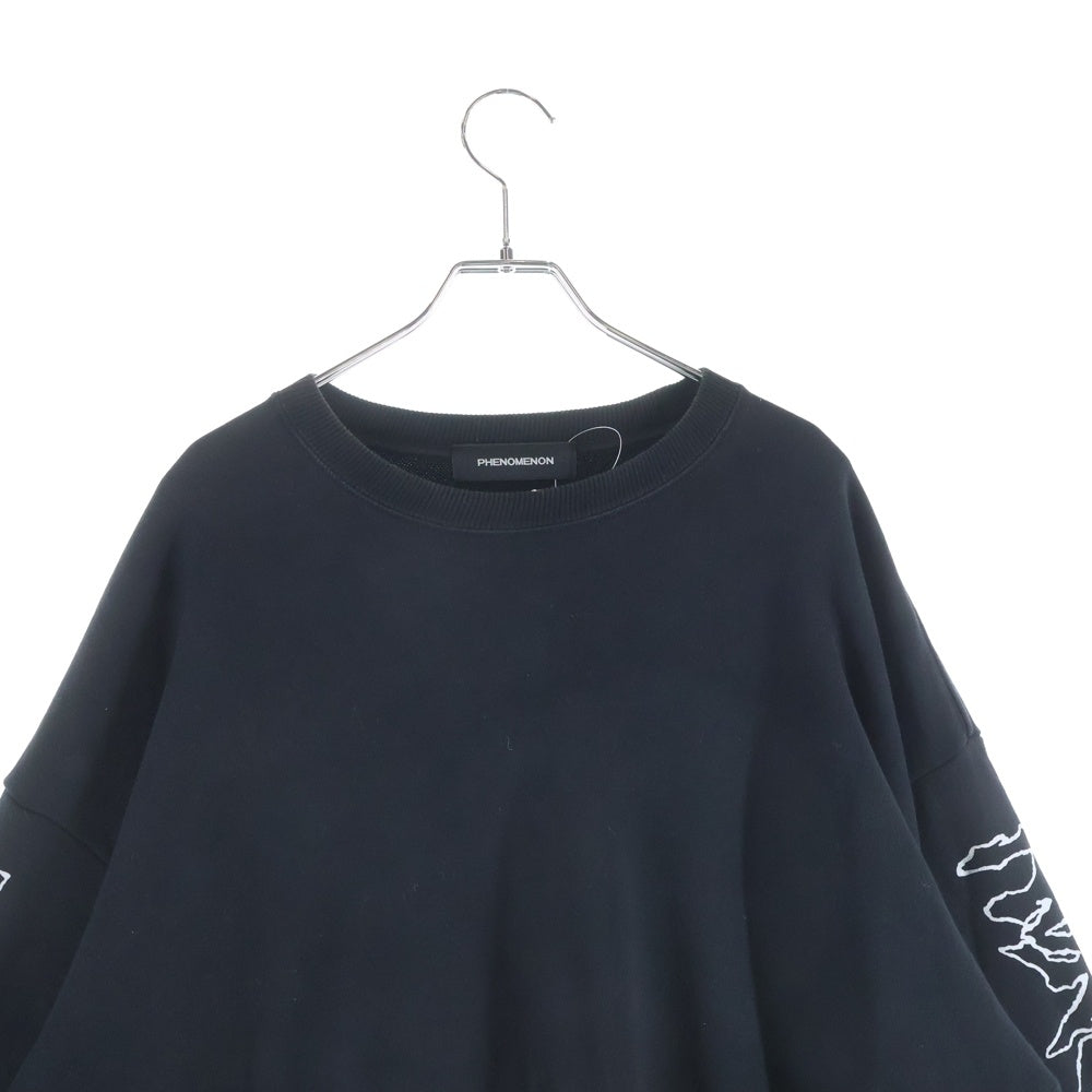 PHENOMENON(フェノメノン) METAL LOGO CREWNECK メタルアームロゴ クルーネックスウェットシャツ 1LLCS22A-019 ブラック