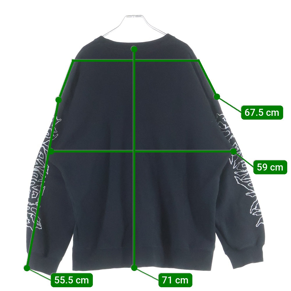PHENOMENON(フェノメノン) METAL LOGO CREWNECK メタルアームロゴ クルーネックスウェットシャツ 1LLCS22A-019 ブラック