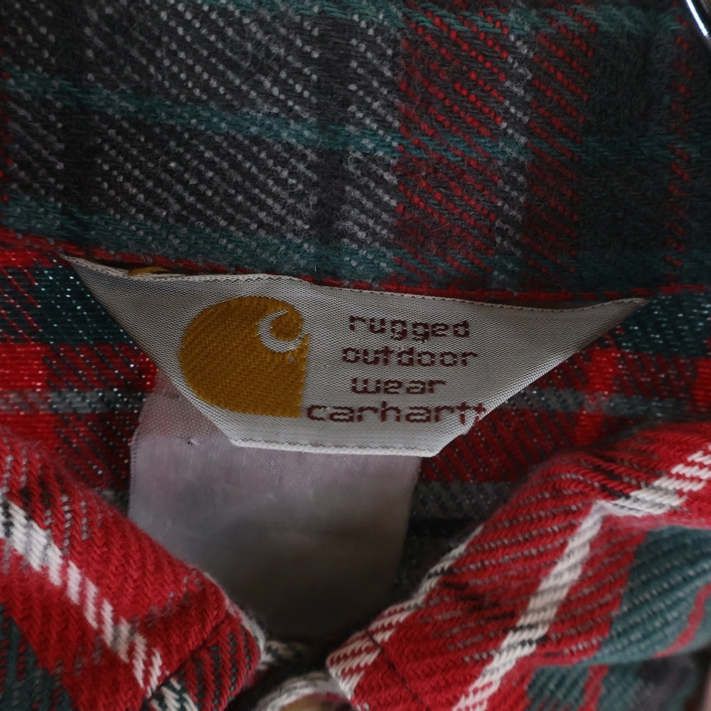 CARHARTT(カーハート) 90s ヘビーネル ネルシャツ 長袖シャツ グリーン/レッド チェック