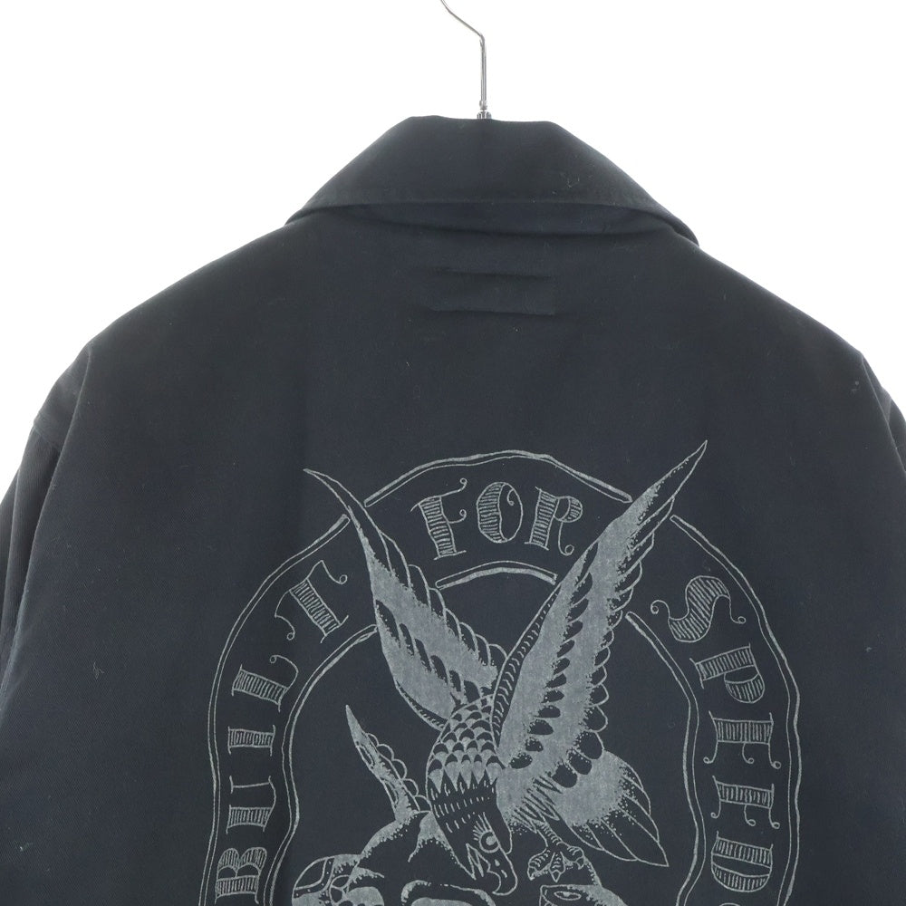 ROUGH AND RUGGED(ラフアンドラゲッド) スカル イーグル ステンシル A-2 デッキジャケット ブラック