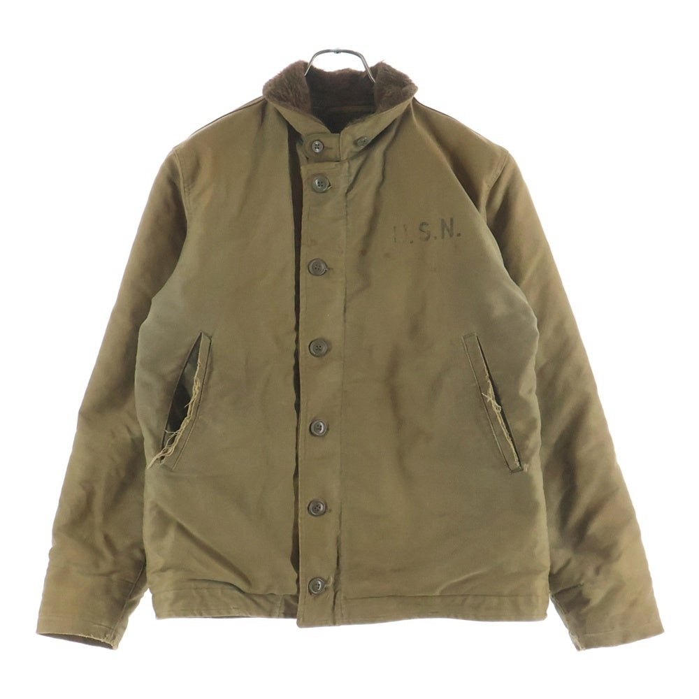 VINTAGE(ヴィンテージ) 40s N-1 コの字 TALON 袖ダブルステッチ 袖アルパカ U.S.N. デッキジャケット カーキ