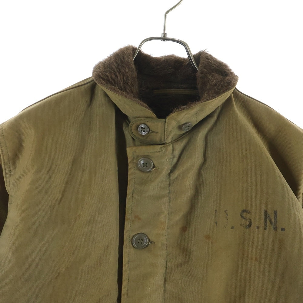 VINTAGE(ヴィンテージ) 40s N-1 コの字 TALON 袖ダブルステッチ 袖アルパカ U.S.N. デッキジャケット カーキ
