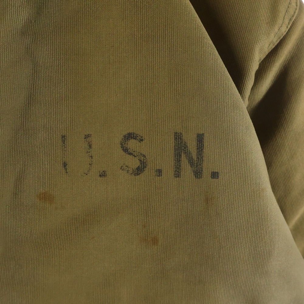 VINTAGE(ヴィンテージ) 40s N-1 コの字 TALON 袖ダブルステッチ 袖アルパカ U.S.N. デッキジャケット カーキ