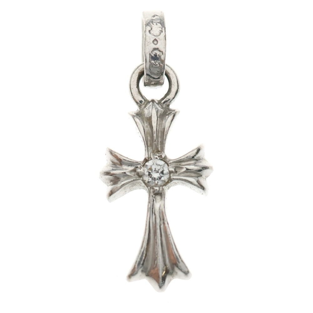 CHROME HEARTS(クロムハーツ) 18KWG CRS BBYFAT DIA ベイビーファットクロス 両面1ダイヤ ペンダントトップ ホワイトゴールド BCA005