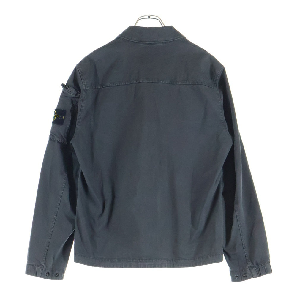 STONE ISLAND(ストーンアイランド) 24AW ORGANIC STRETCH BROKEN TWILL COTTON ジップアップ 長袖シャツ ジャケット ブラック K1S151200003 S0004