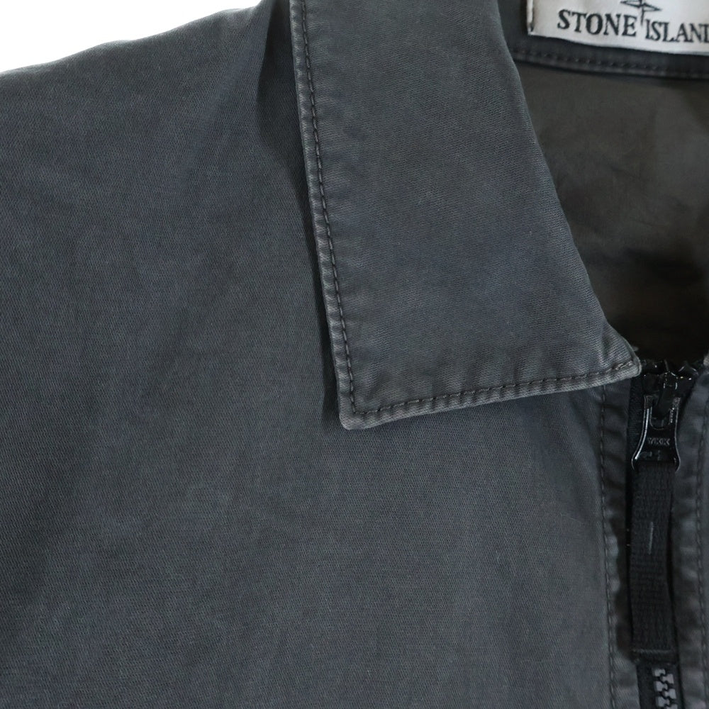 STONE ISLAND(ストーンアイランド) 24AW ORGANIC STRETCH BROKEN TWILL COTTON ジップアップ 長袖シャツ ジャケット ブラック K1S151200003 S0004