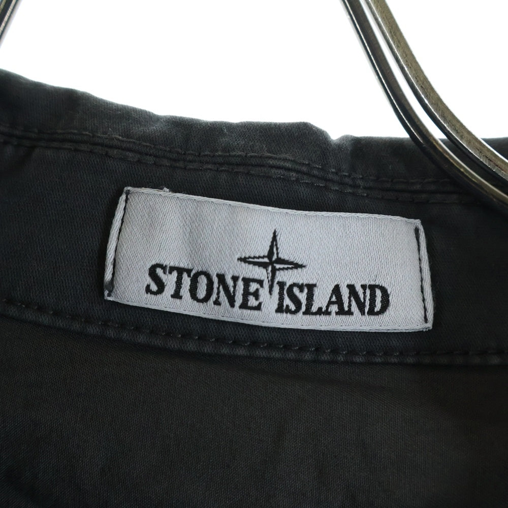 STONE ISLAND(ストーンアイランド) 24AW ORGANIC STRETCH BROKEN TWILL COTTON ジップアップ 長袖シャツ ジャケット ブラック K1S151200003 S0004