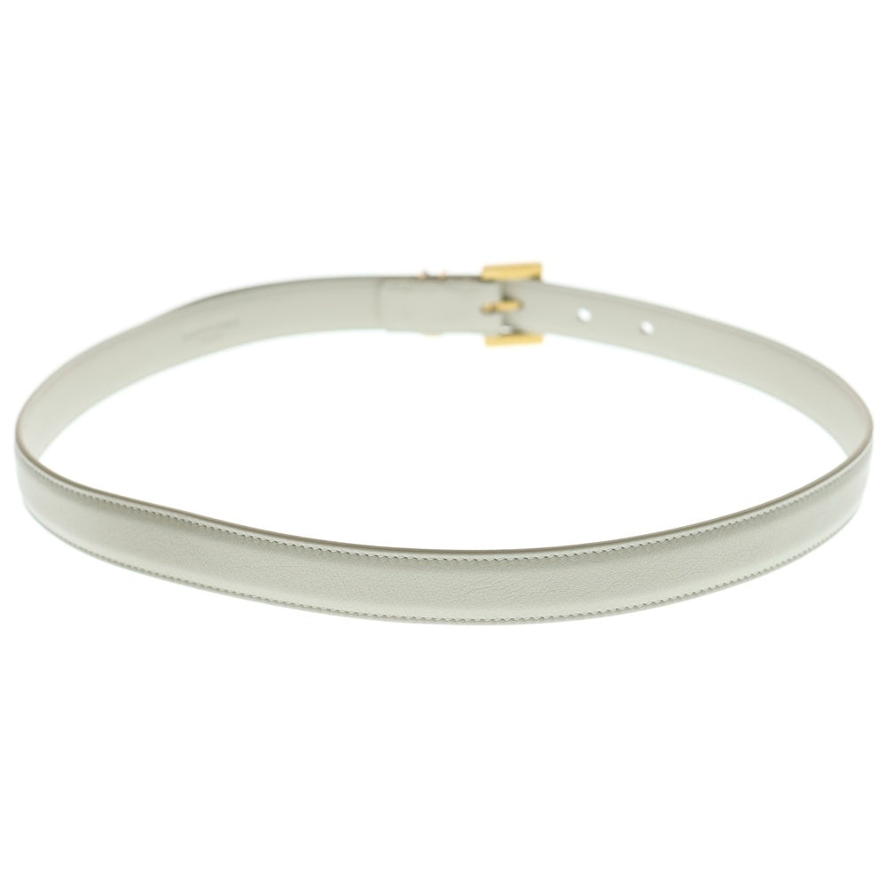 YVES SAINT LAURENT(イヴサンローラン) モノグラム ナローベルト スクエアバックル ラッカードレザー 2CM 554465BOO0W9207 ホワイト レディース