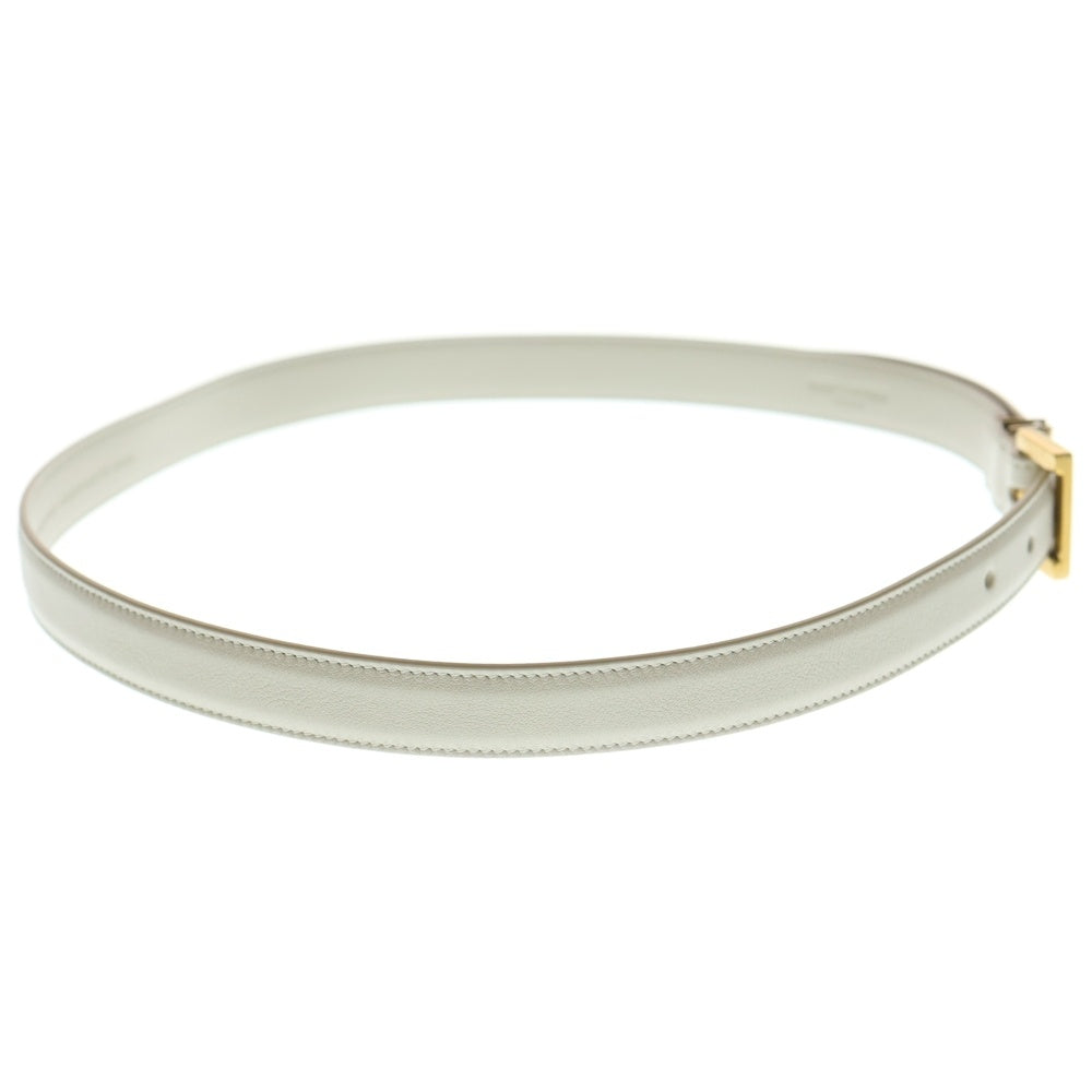 YVES SAINT LAURENT(イヴサンローラン) モノグラム ナローベルト スクエアバックル ラッカードレザー 2CM 554465BOO0W9207 ホワイト レディース