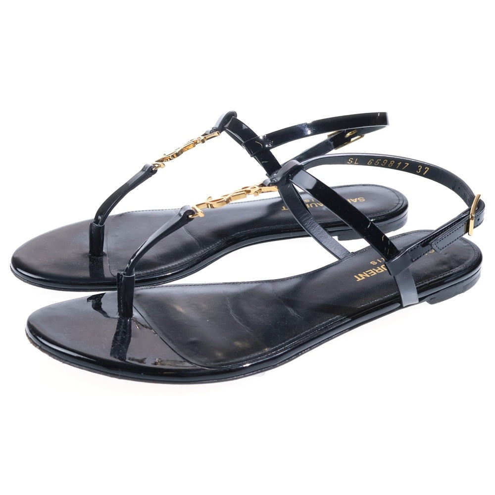 YVES SAINT LAURENT(イヴサンローラン) カサンドラ パテントレザー フラットサンダル 659817AAGKK1000 ブラック レディース