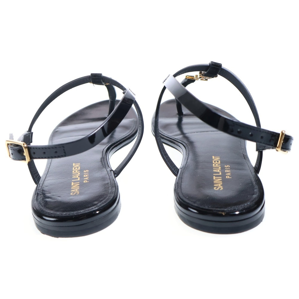 YVES SAINT LAURENT(イヴサンローラン) カサンドラ パテントレザー フラットサンダル 659817AAGKK1000 ブラック レディース
