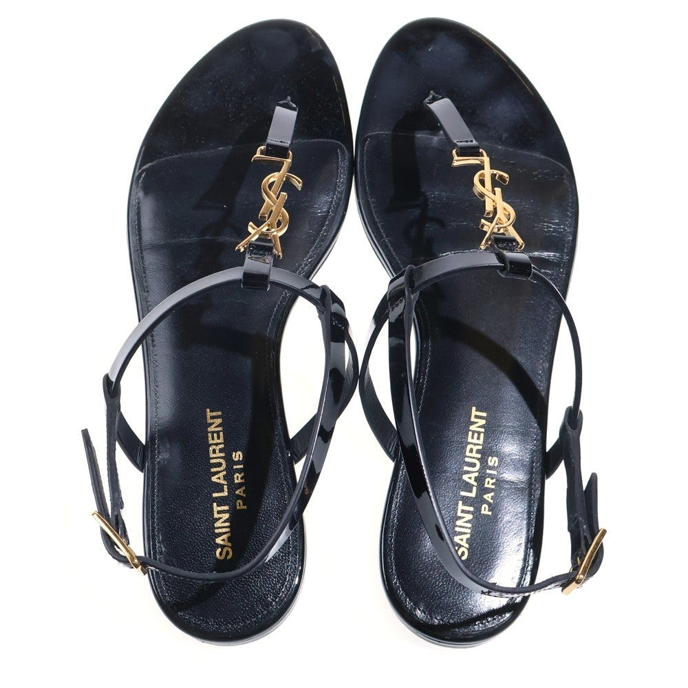 YVES SAINT LAURENT(イヴサンローラン) カサンドラ パテントレザー フラットサンダル 659817AAGKK1000 ブラック レディース