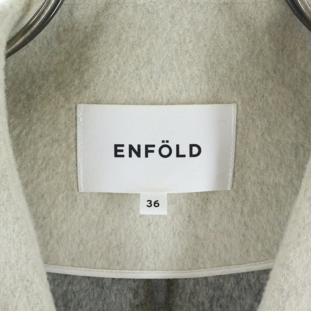 ENFOLD(エンフォルド) 18AW ウールリバー ノーカラーコート ベージュ レディース