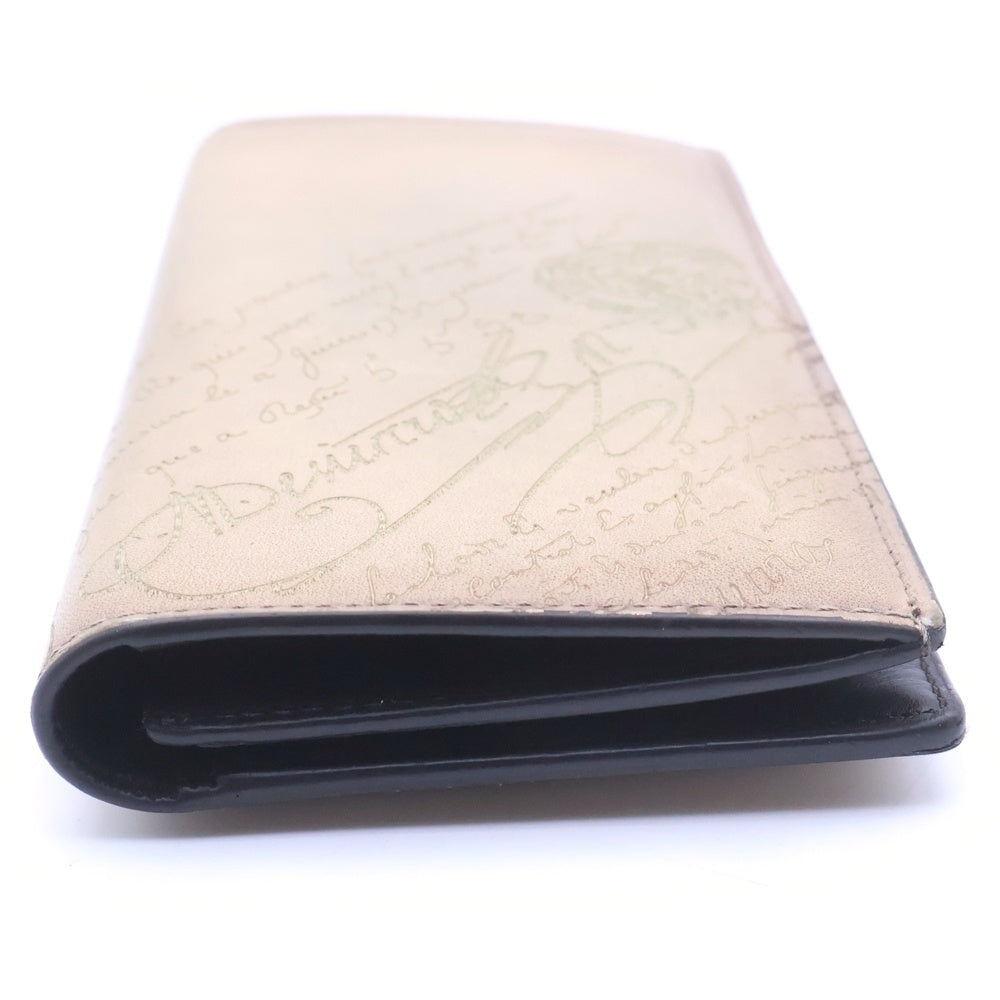 Berluti(ベルルッティ) カリグラフィ エスパス エン スクリット ロングウォレット 2つ折り財布 ベージュ レディース