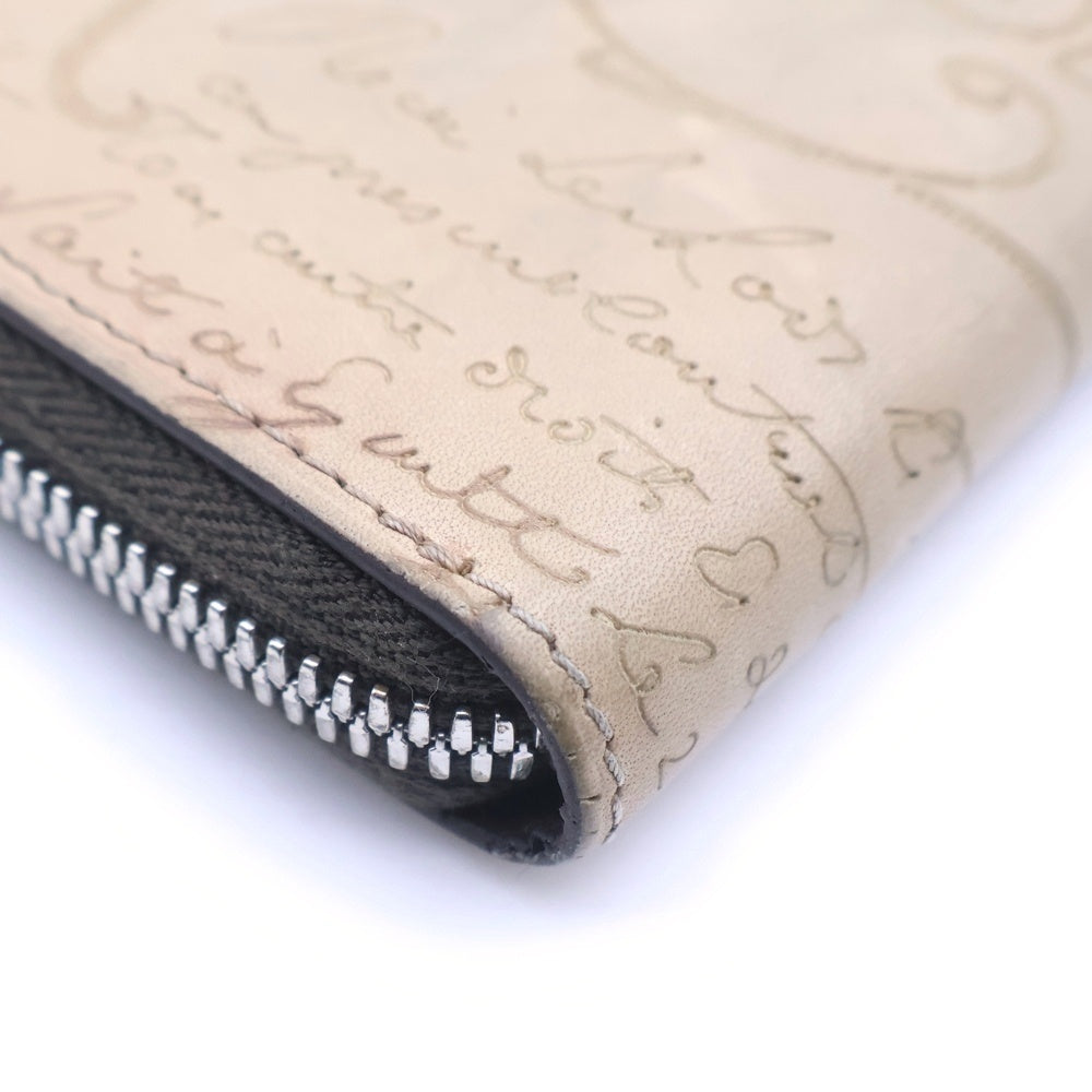 Berluti(ベルルッティ) カリグラフィ ワパ スクリットレザー ラウンドジップ コインケース ベージュ レディース