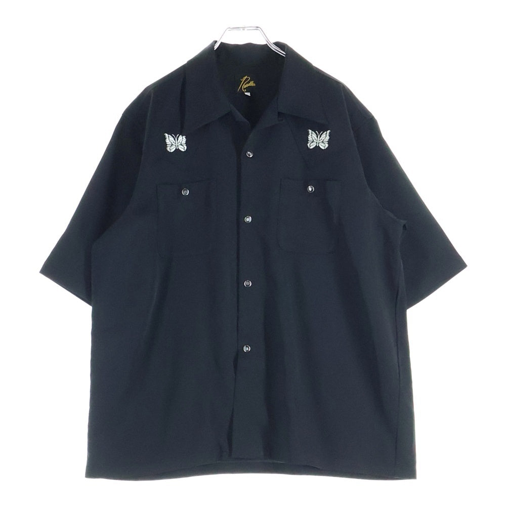 Needles(ニードルス) 25SS パピヨン刺繍 カウボーイ半袖シャツ ブラック QV1602