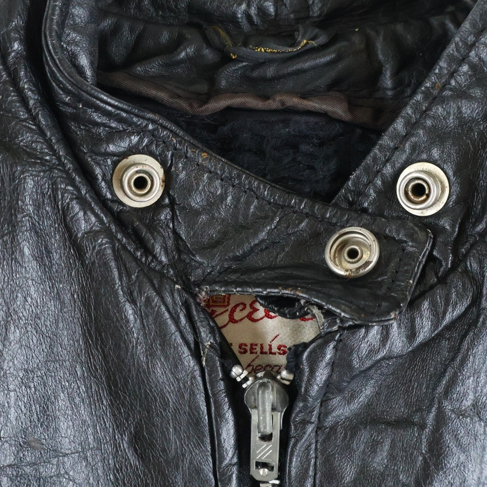 VINTAGE(ヴィンテージ) 60s-70s Excelled SERVAL ZIP 涙ジップ シングルライダースジャケット ブラック