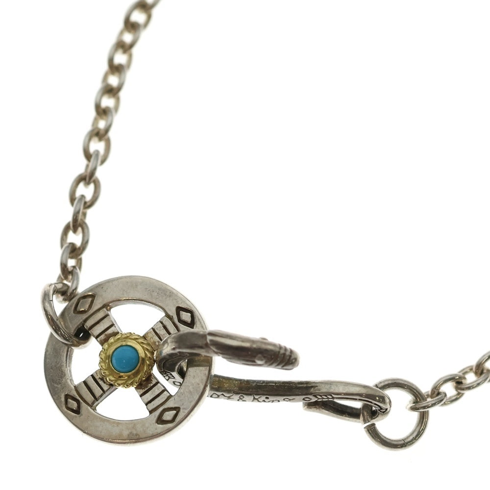 TADY & KING(タディアンドキング) ネイティブフック&レギュラーホイール金縄ターコイズ付きチェーン 細丸 チェーンネックレス 60cm シルバー925