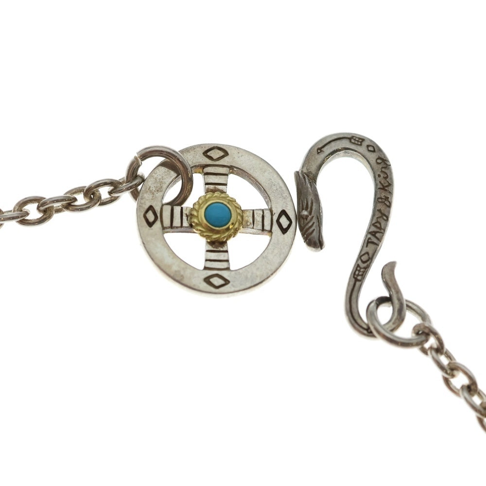 TADY & KING(タディアンドキング) ネイティブフック&レギュラーホイール金縄ターコイズ付きチェーン 細丸 チェーンネックレス 60cm シルバー925