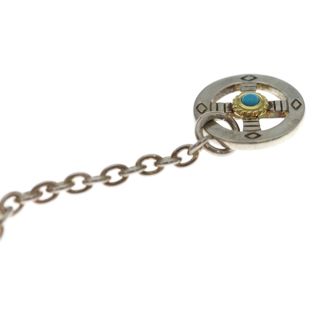 TADY & KING(タディアンドキング) ネイティブフック&レギュラーホイール金縄ターコイズ付きチェーン 細丸 チェーンネックレス 60cm シルバー925