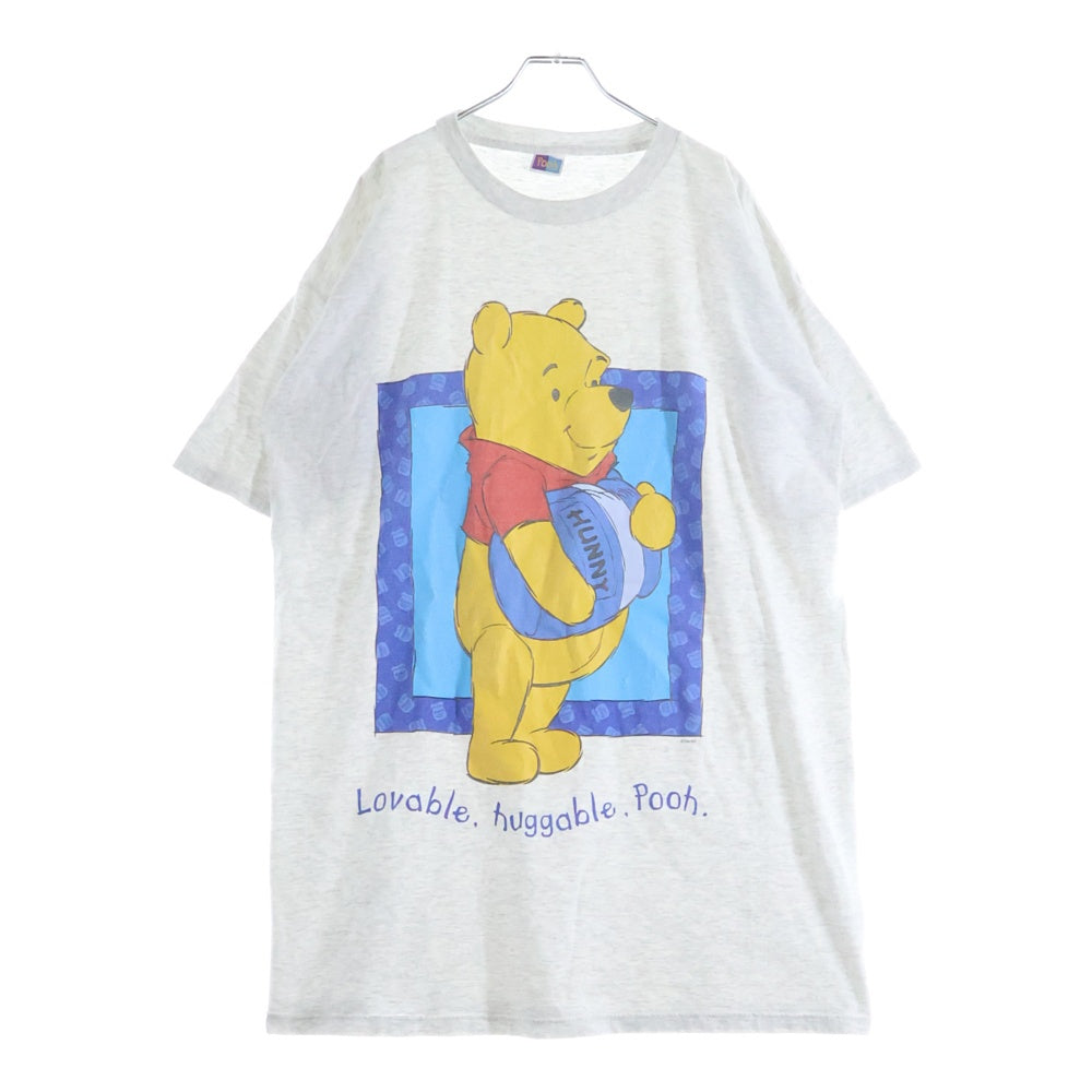 VINTAGE(ヴィンテージ) 00s くまのプーさん Poohタグ 裾袖ダブル クルーネックTシャツ グレー