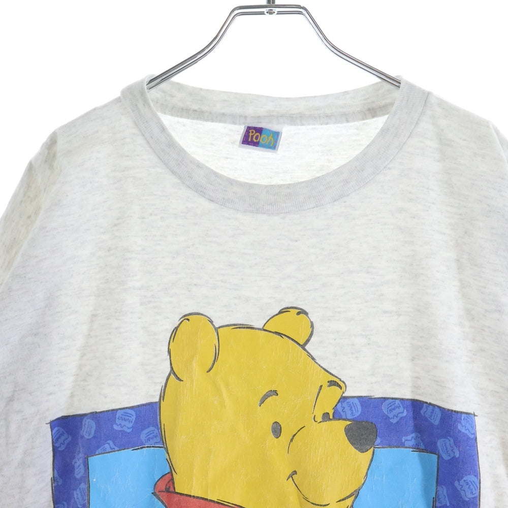 VINTAGE(ヴィンテージ) 00s くまのプーさん Poohタグ 裾袖ダブル クルーネックTシャツ グレー