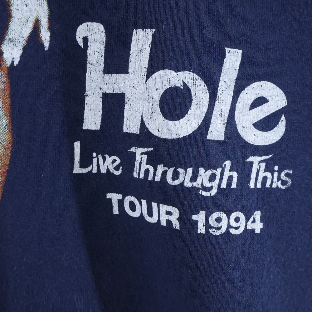 VINTAGE(ヴィンテージ) 90s HOLE LIVE THROUGH THIS TOUR 1994 ホール ライブスルーディスツアー 両面プリント スルーネックスウェットトレーナー ネイビー