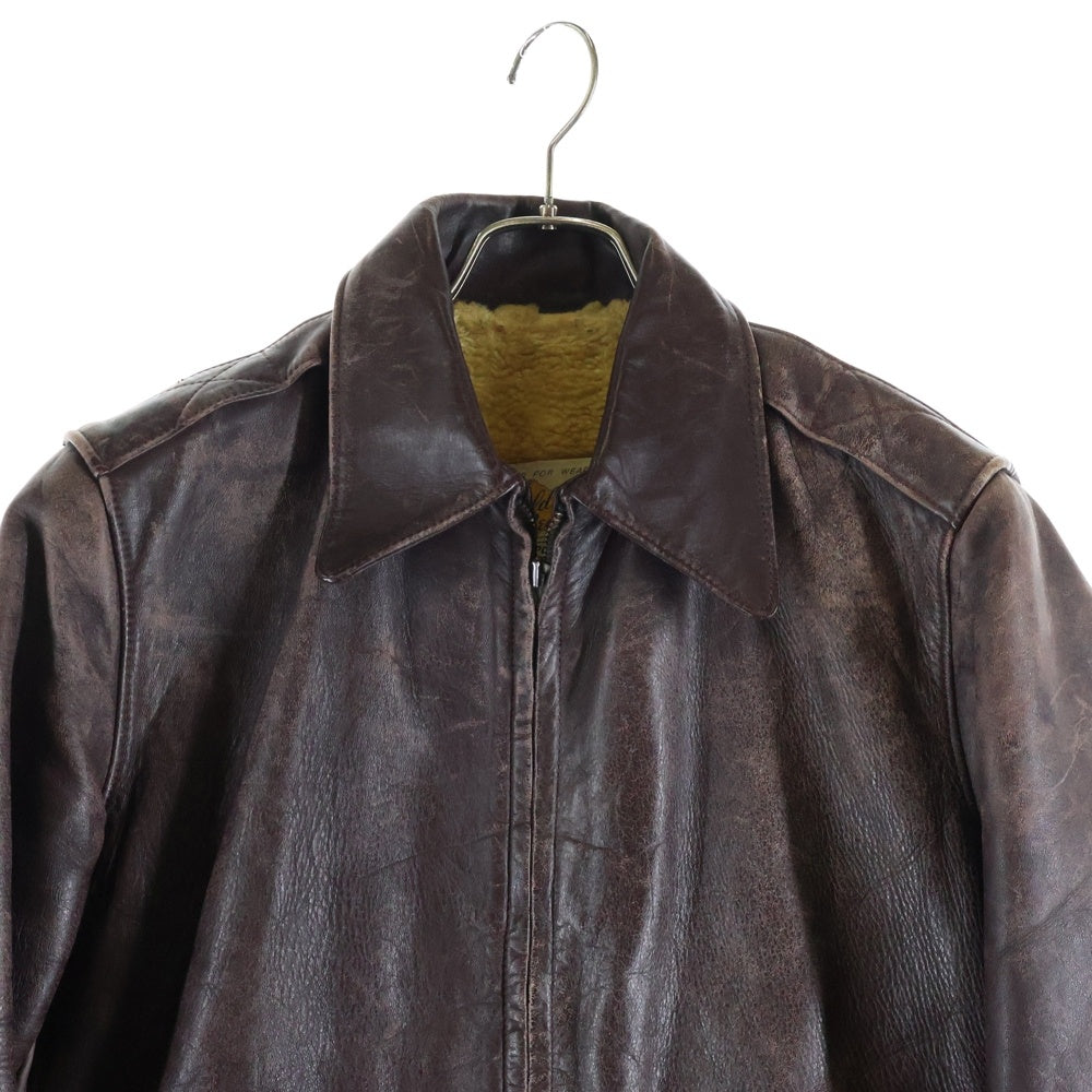 GOLDEN BEAR(ゴールデンベア) 80s GENUINE HORSEHIDE USA TALONZIP LEATHER SPORTS JACKET ホースハイド USA タイロンジップ レザージャケット ブラウン