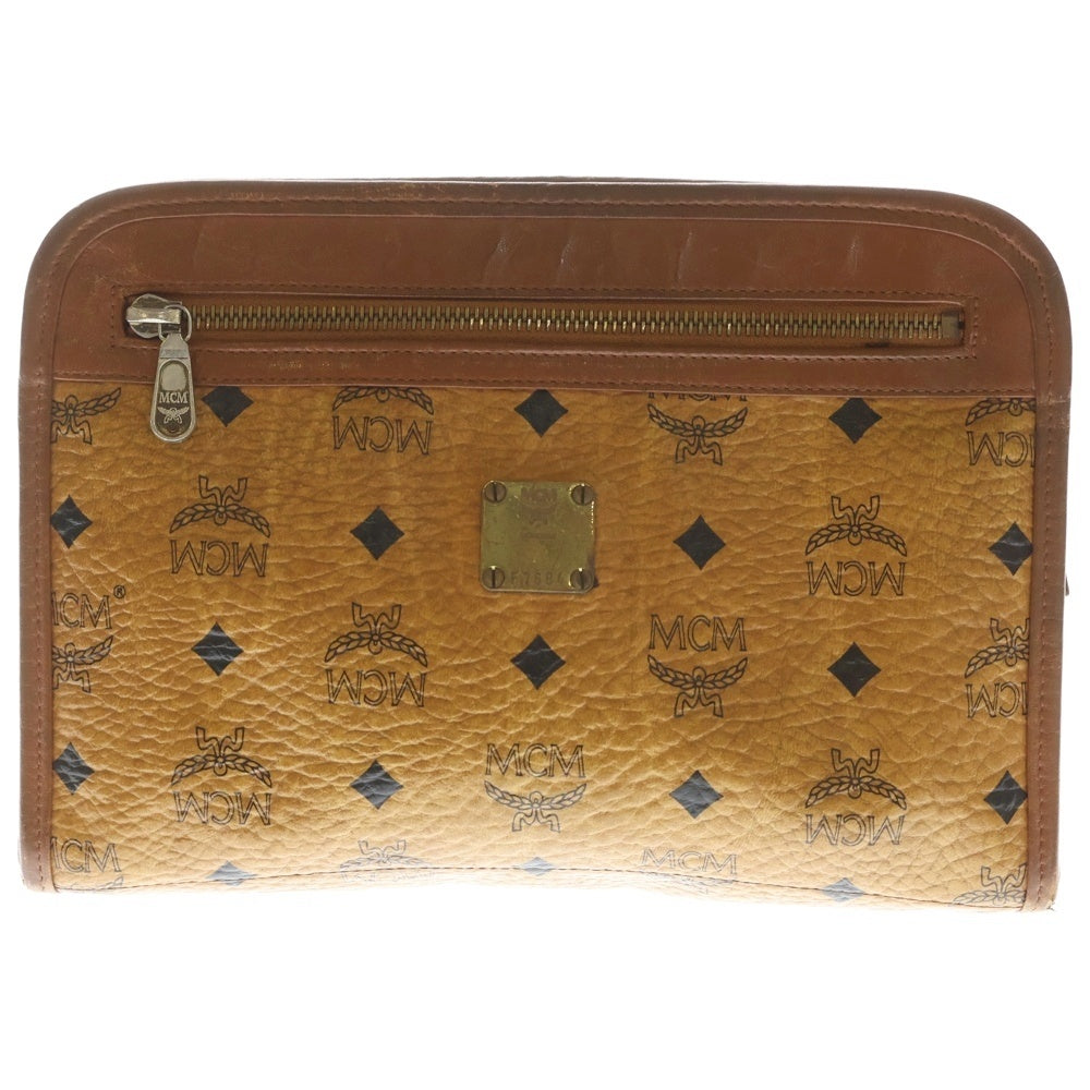 MCM(エム シー エム) ロゴグラム セカンド クラッチバッグ キャメル