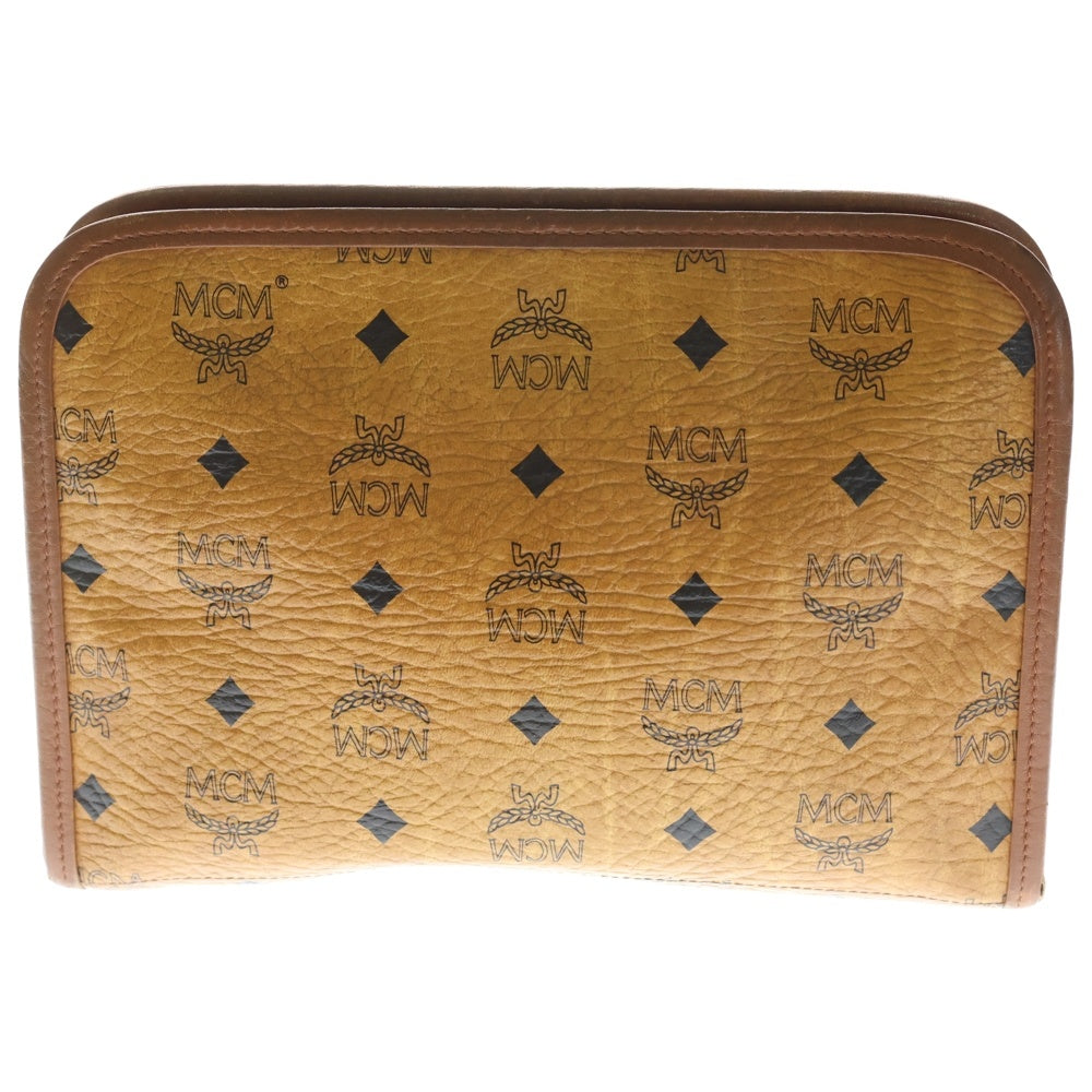 MCM(エム シー エム) ロゴグラム セカンド クラッチバッグ キャメル