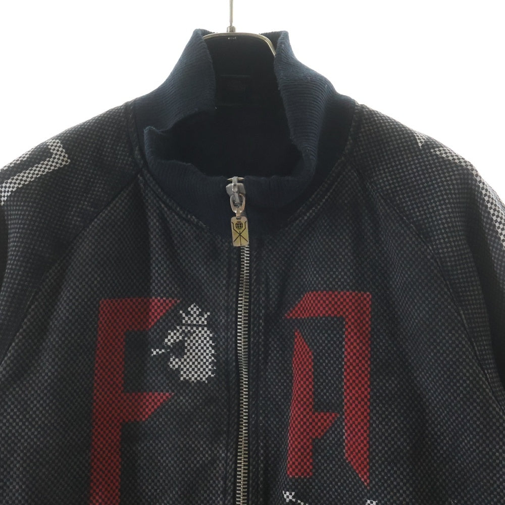NO BRAND(ノーブランド) (DIESEL STYLE LAB ディーゼルスタイルラボ) プリントロゴ ジップアップ ジャケット ブラック