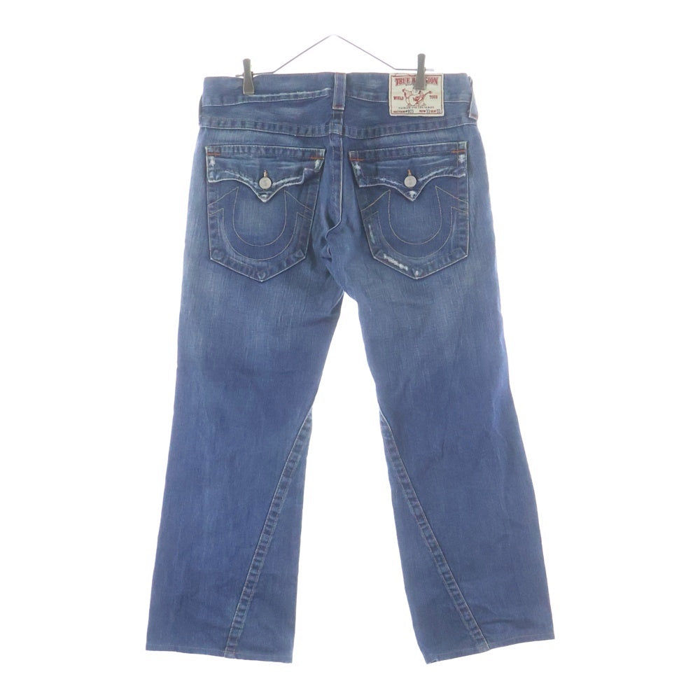 TRUE RELIGION(トゥルーレリジョン) ダメージ入り フレア デニムパンツ インディゴ