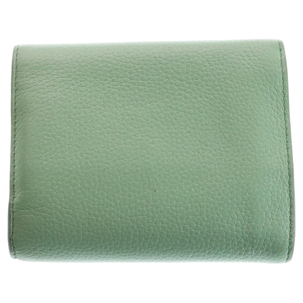 miumiu(ミュウミュウ) ヴィッテロダイノ レザーフラップ付 折り財布 メタルロゴ 5MH043_2DT7_F0229 アクアマリン レディース